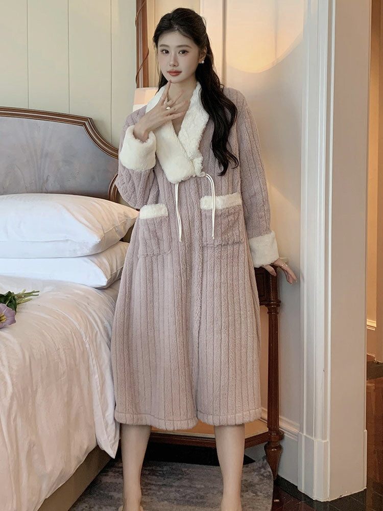 Plush Velvet Winter Shawl Robe