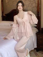 Enchanted Pink Velvet Lace Pajama Set