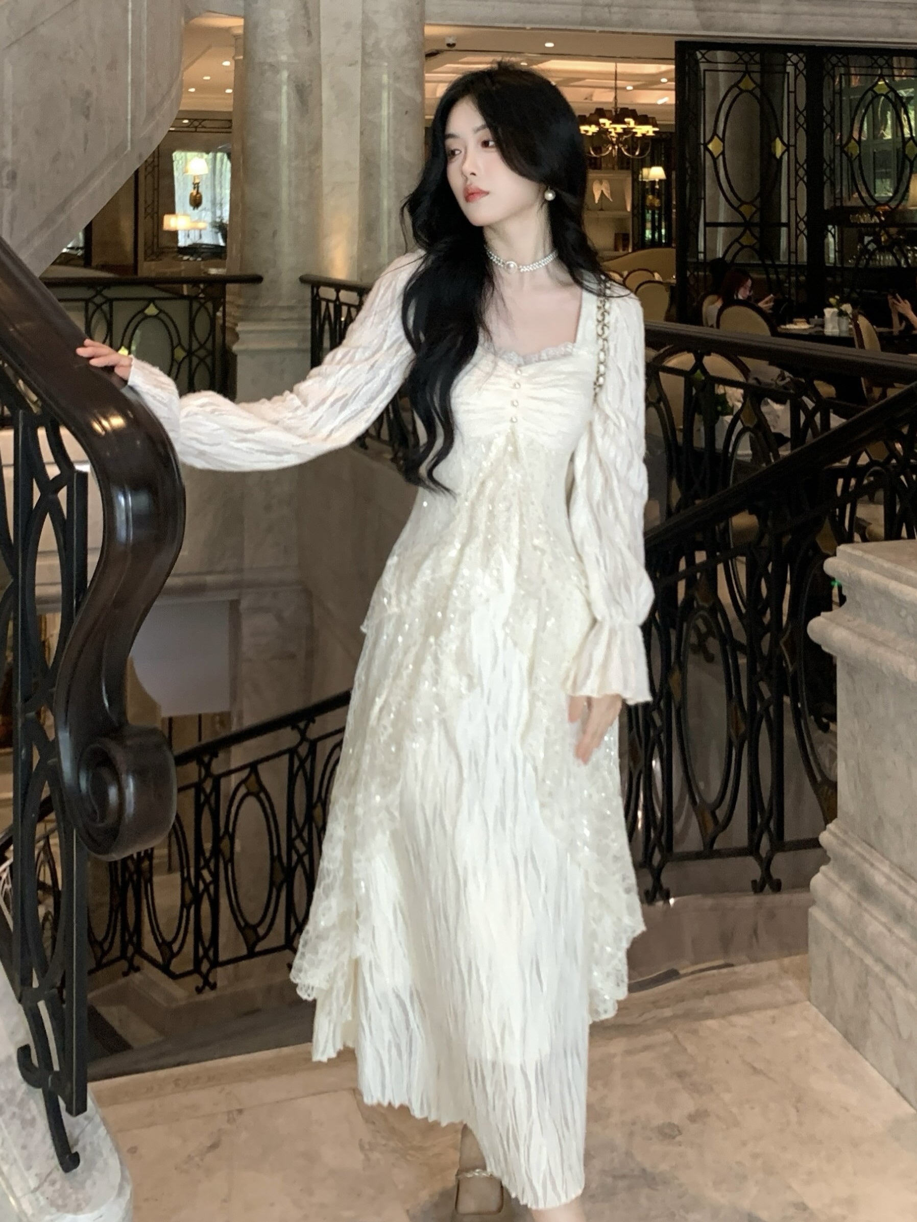 Ethereal Lace Sequin Dream Dress