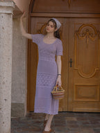 Serene Garden Crochet Lavender Dress