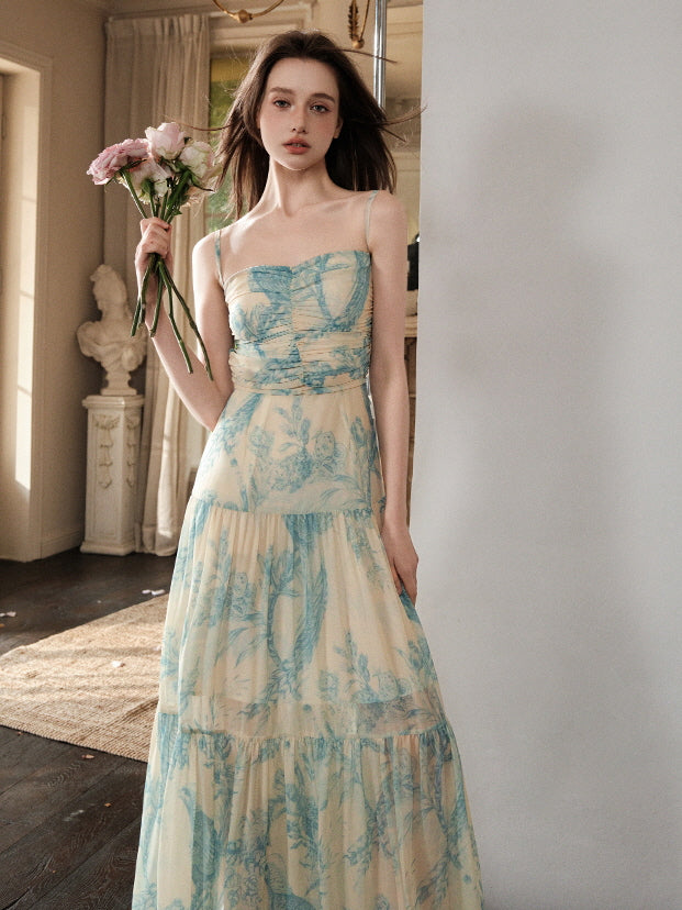 Vintage Garden Print Fairycore Maxi Dress