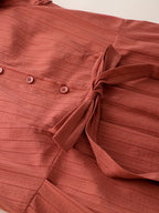 Lace-Trimmed Vintage Rust Cotton Dress