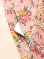 Lace Trim Vintage Floral Pink Cotton Dress