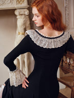 Vintage Black Lace Victorian-Inspired Dress