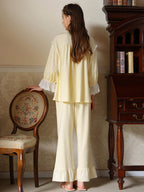 Floral Lace Trim Cotton Pajama Set