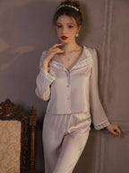 Elegant Lace Trim Loungewear Pajamas Set