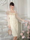 Whimsical Elegance Beaded Ivory Dress