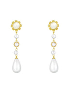 Golden Bloom Pearl Drop Earrings