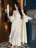 Ivory Dream Rosette Ruffle Gown