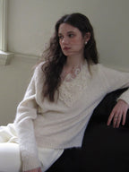 Lace Trim Cozy Wool Blend Sweater