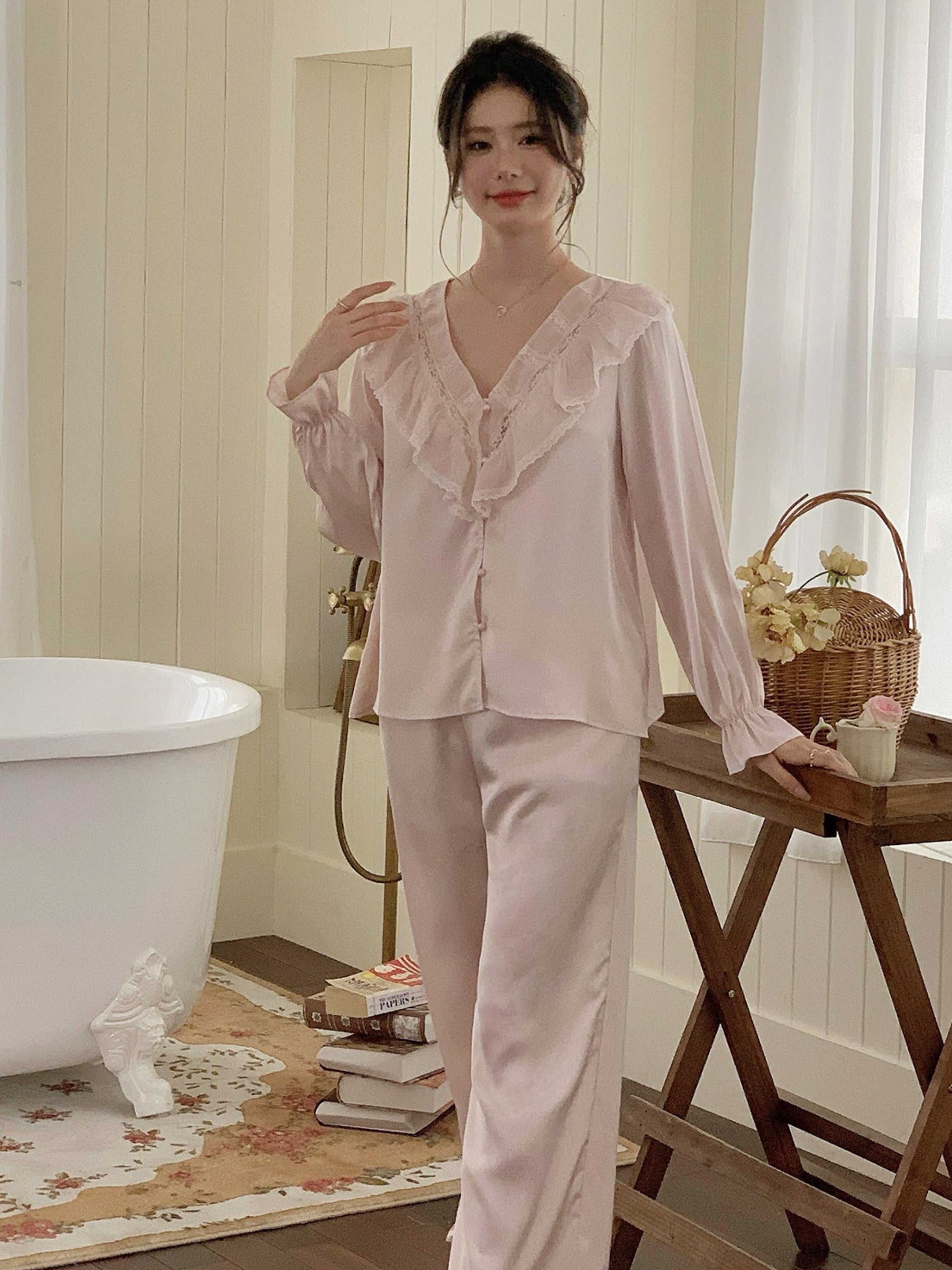 Soft Blush Ruffle Pajama Set