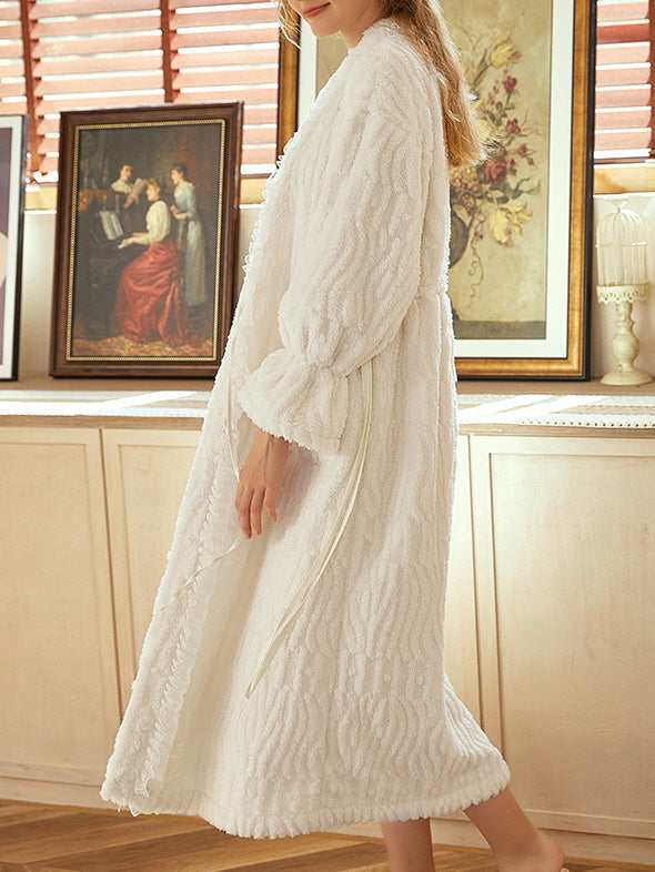 Cozy Bear Ears White Robe Set