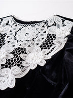 Vintage Black Lace Velvet Winter Dress