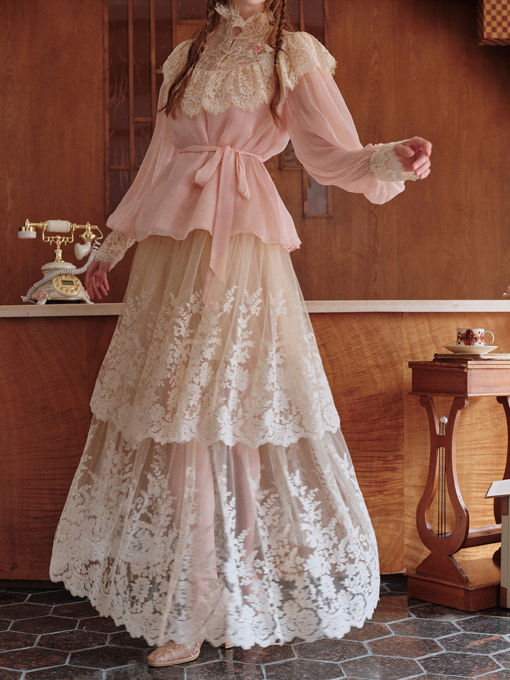 Ethereal Vintage Lace Tiered Skirt