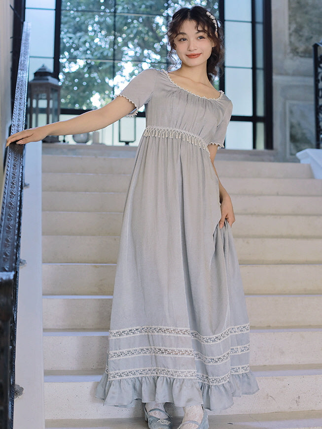 Enchanted Pearl Gray Blue Princess Dress