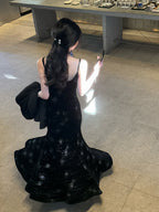 Midnight Sparkle Velvet Slip Dress