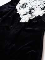 Vintage Black Lace Velvet Winter Dress