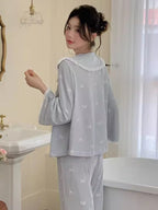 Whimsical Bow Lace Trim Loungewear Set