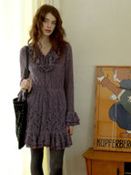 Vintage Lilac Lace Knit Dress