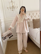 Velvet Dreams Lace Trim Pajama Set