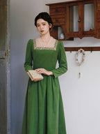 Emerald Garden Embroidered Collar Dress