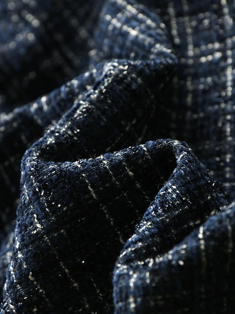 Navy Tweed Double-Breasted Dress