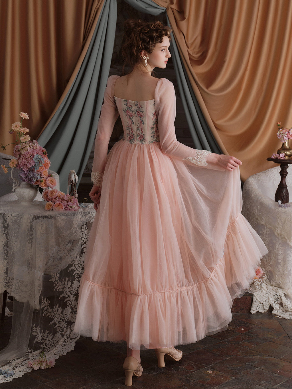 Floral Elegance Vintage Ball Gown