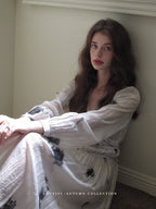 Ivory Brushstroke Print Maxi Dress