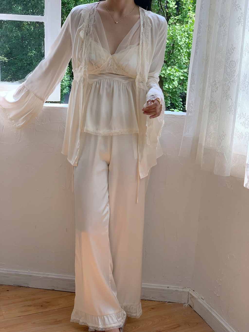 Ethereal Elegance Ivory Loungewear Set