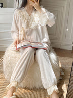 Velvet Dreams Lace Trim Pajama Set