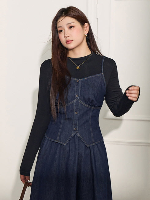 Vintage Denim Corset Top