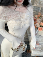 Winter Fairy Lace Feather Gown