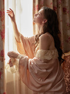 Lace-Trimmed Robe and Lace Slip Dress