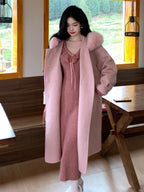 Fur Collar Wool Double-Breasted Coat