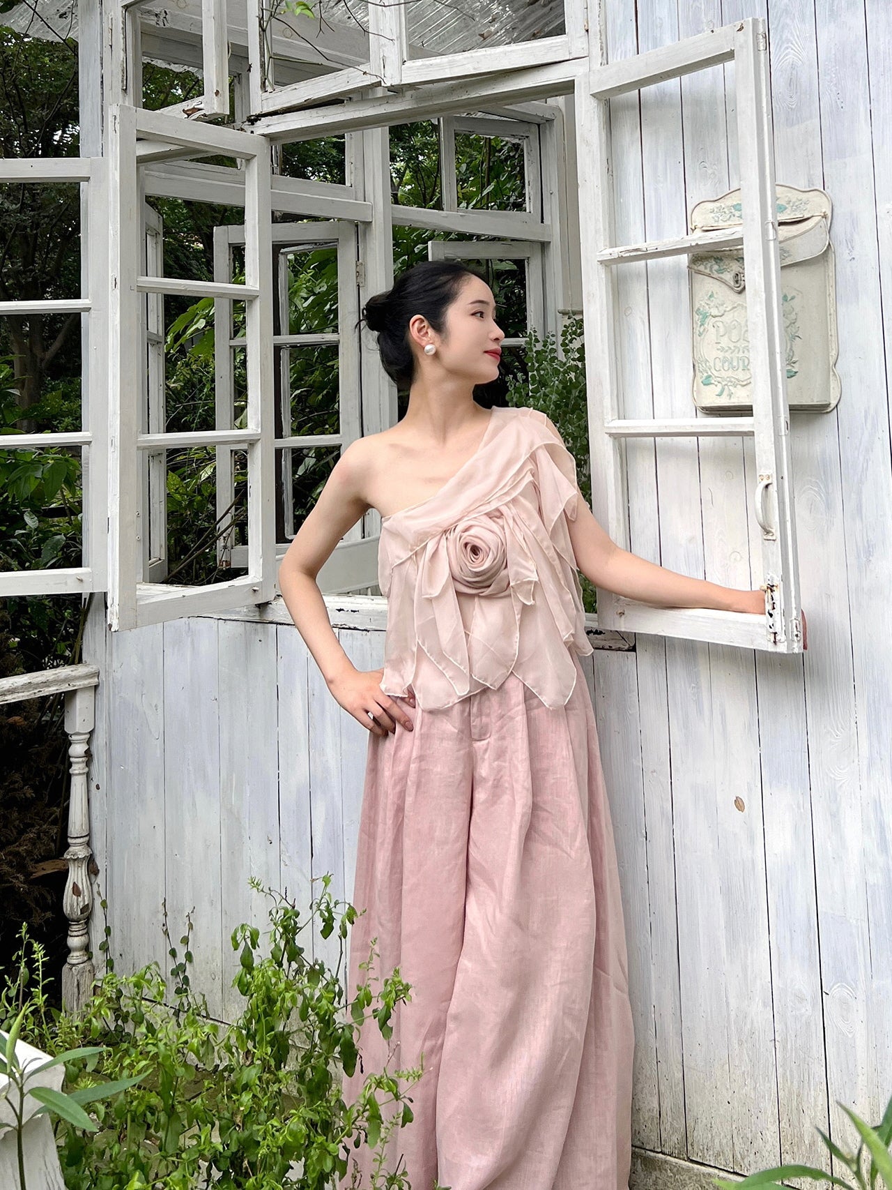 Ethereal Rose-Embellished Top