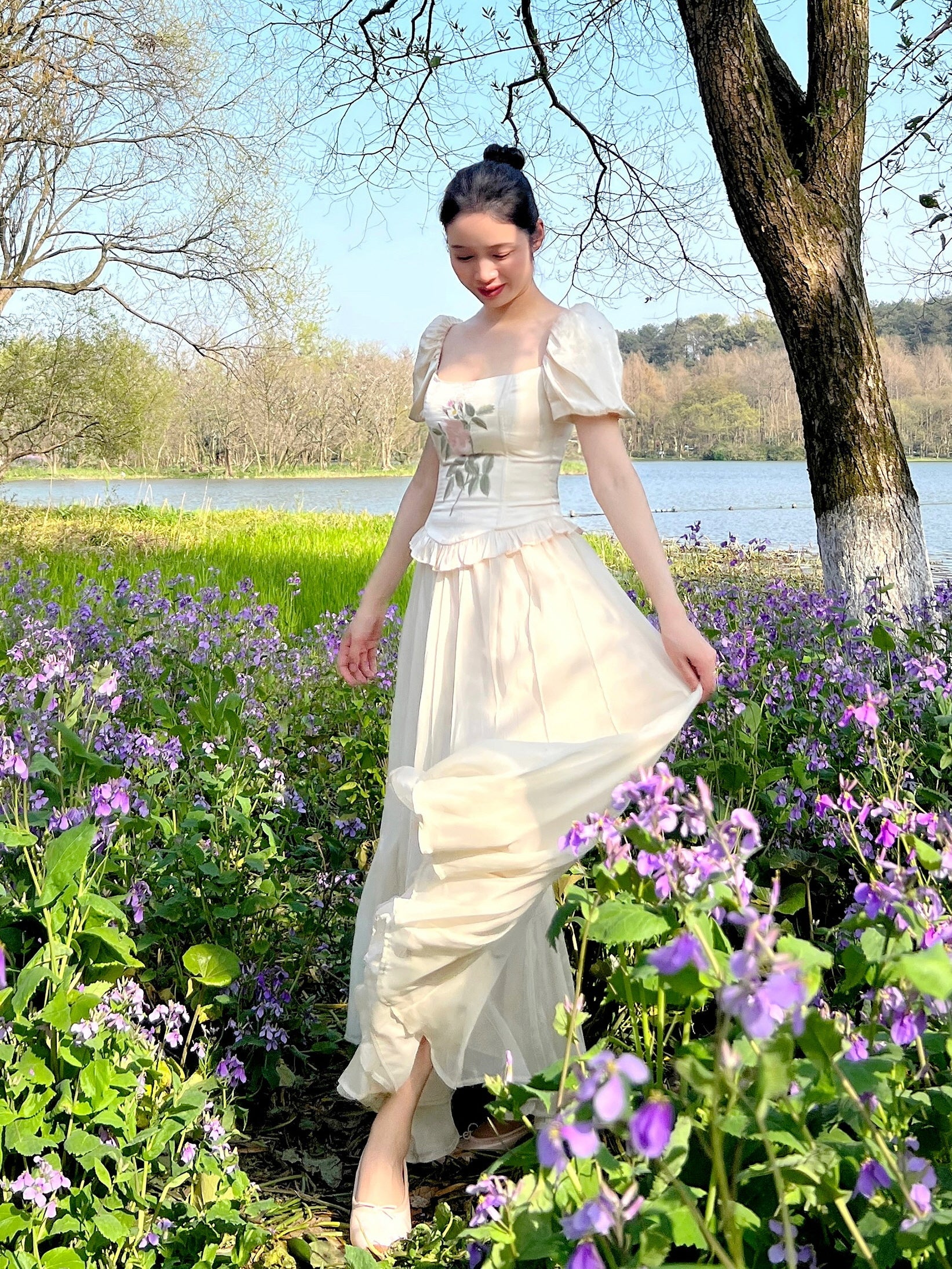 Romantic Rose Embroidered Corset Top