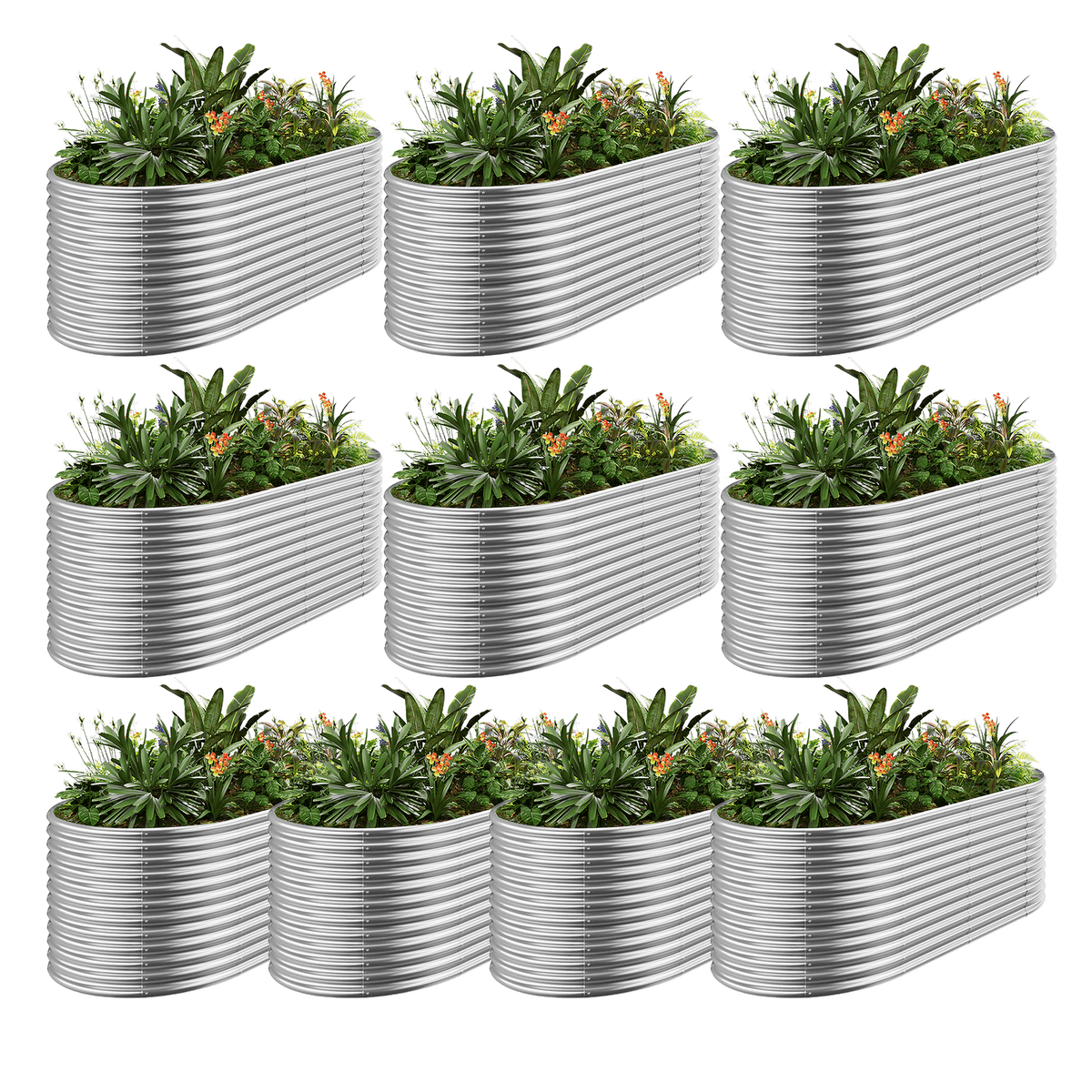 set of 10 — 36-inch tall oval galvanized metal raised garden bed, 8 by 4 feet — view 6