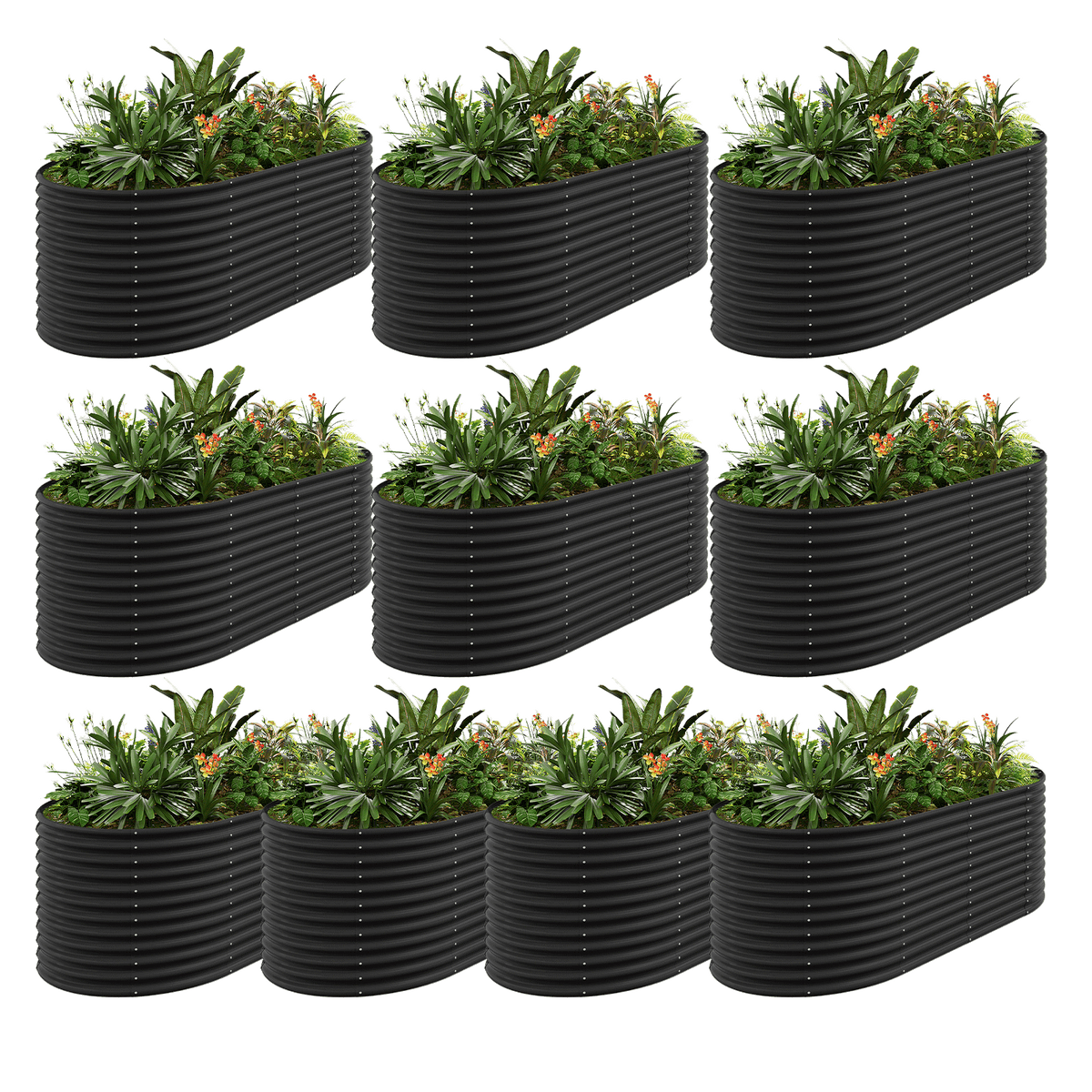 set of 10 — 36-inch tall oval galvanized metal raised garden bed, 8 by 4 feet — view 8
