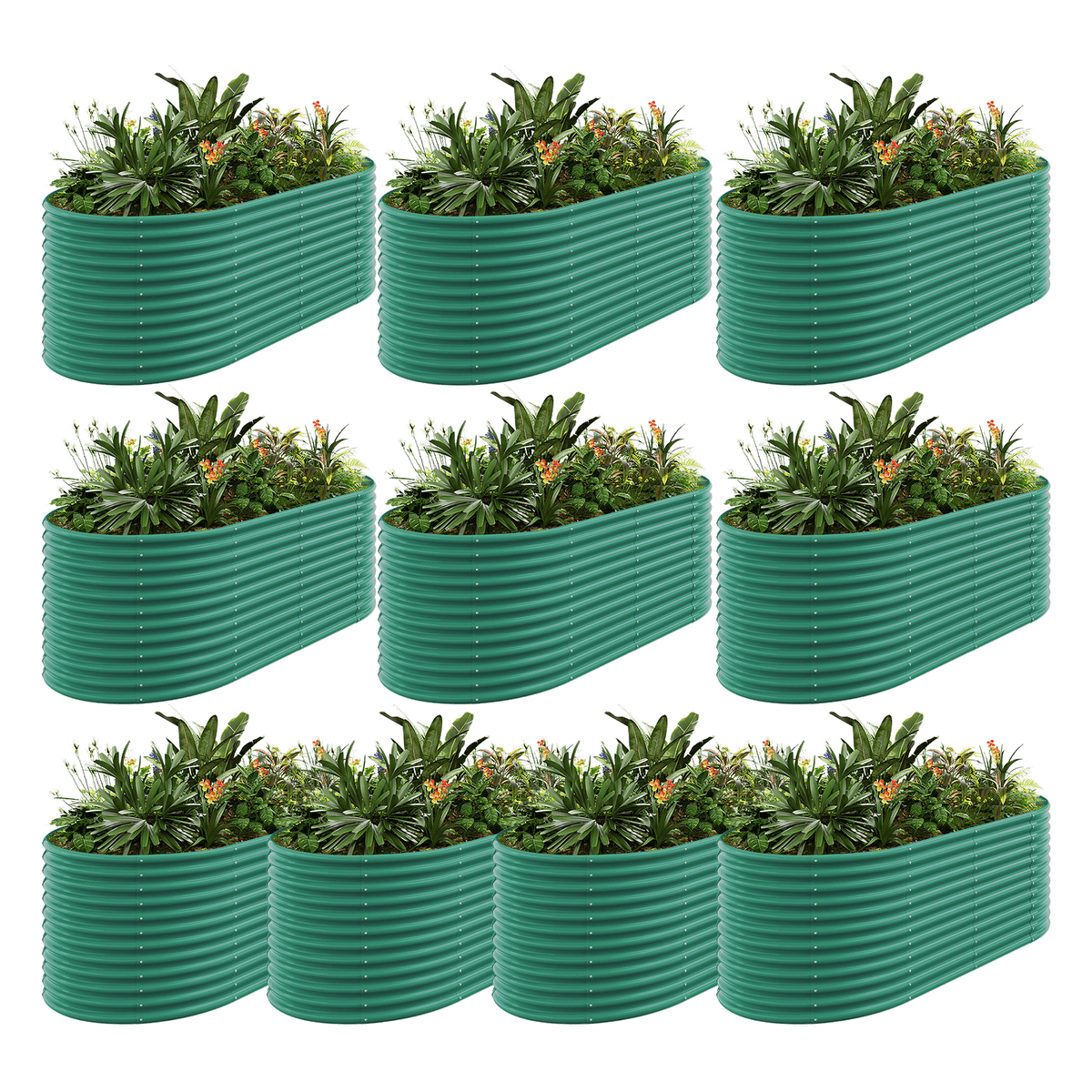 set of 10 — 36-inch tall oval galvanized metal raised garden bed, 8 by 4 feet — view 7