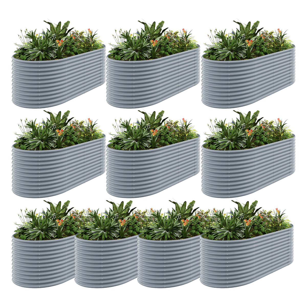 set of 10 — 36-inch tall oval galvanized metal raised garden bed, 8 by 4 feet — view 9