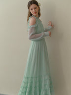 Mint Whispers Cold-Shoulder Dress