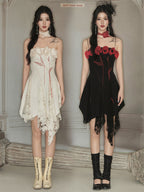 Rosette Lace Hem Dress