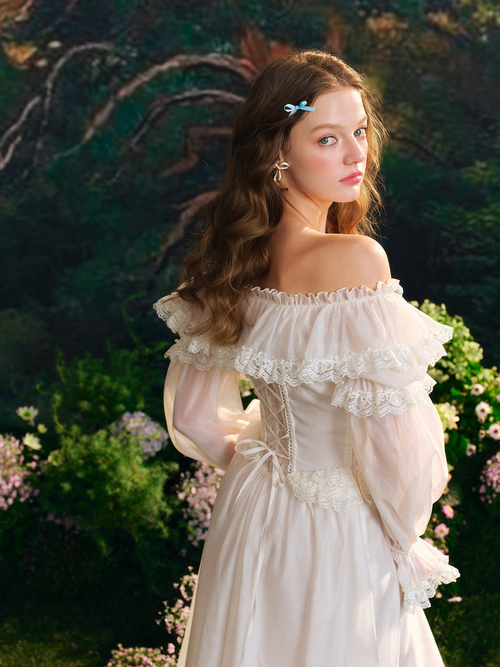 Blue Blossom Corset Fairy Maxi Dress
