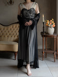 Noir Elegance Lace Nightgown Set