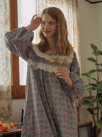 Whispering Blooms Lace-Trim Nightgown