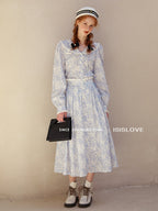 Vintage Blue Floral Cotton Skirt