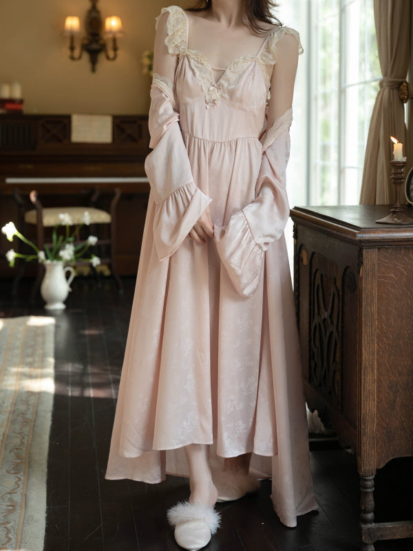 Blush Rose Garden Lace Nightgown Set