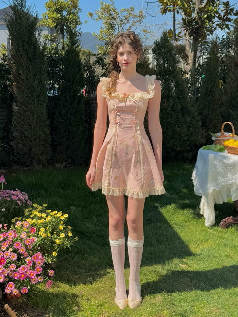 Whimsical Oil Painting Cottage Dress