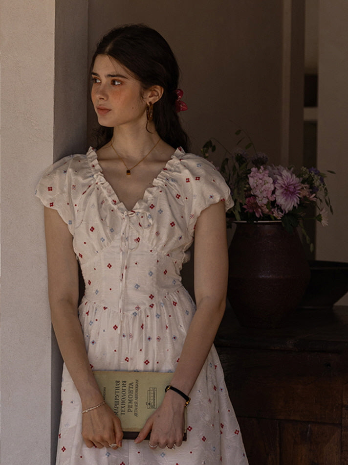 Floral Embroidered Summer Cottagecore Dress