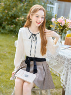 Ribbon Tie Lace Ruffle Blouse